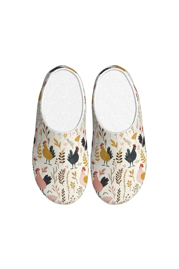 Cartoon Chickens for Women's Lamb-hug Comfy Fleece House Slippers Memory Foam, Slip-on House Shoes Indoor Outdoor-42/43