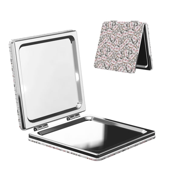 Picia Cartoon Cow for Compact Vanity Mirror , Travel Makeup Mirror , Portable Magnifying Cosmetic Mirror for Daily, Work, Business-Square