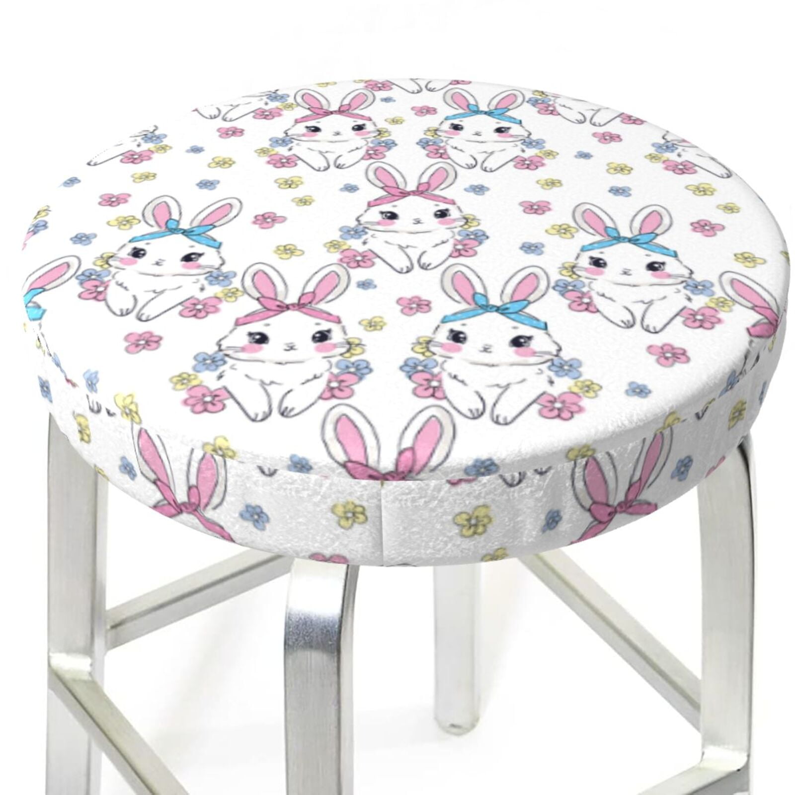 Picia Cartoon Cute Rabbit pattern Round Stool Covers Comfy Seat Covers