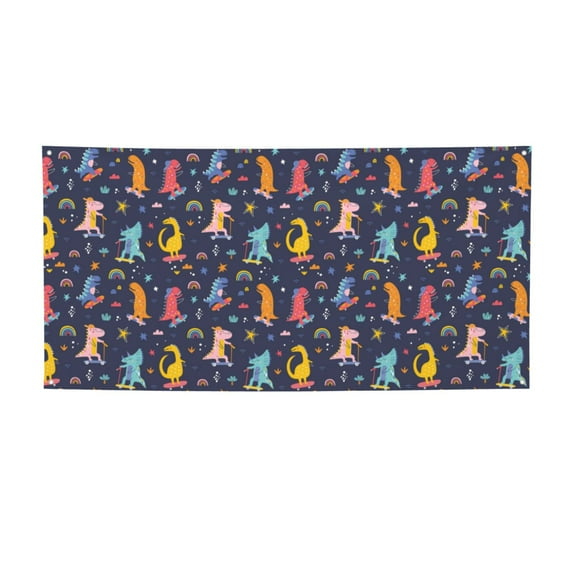 Picia Cartoon Dinosaur Pattern Party Banner, Festive Decoration, Holiday Banner, Celebration Decor, Event Banner, Reusable Party Banner-Medium