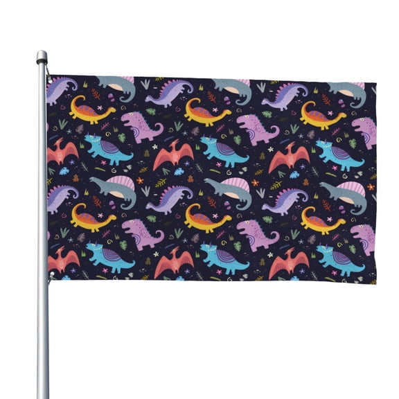 Picia Cartoon Dinosaur Printed Flag ,Cartoon Dinosaur Pattern Garden Flag Vertical Double,Yard Lawn Outdoor Decor 48x72"