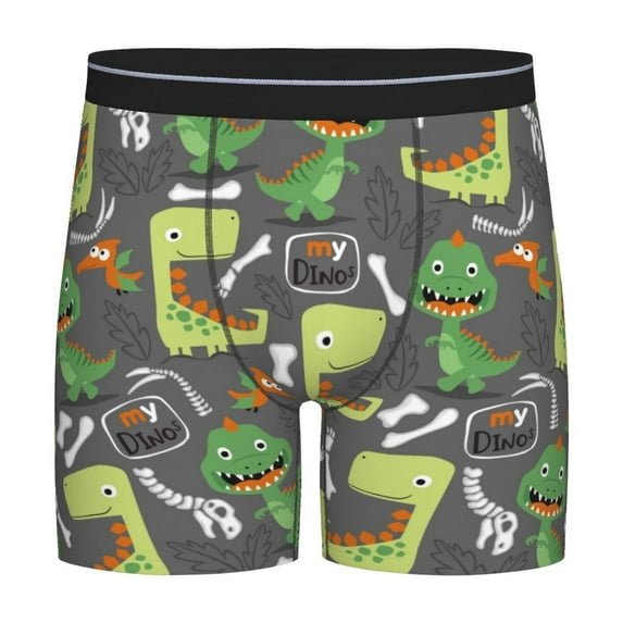 Picia Cartoon Dinosaurs (2) Pattern Men's Athletic Long Leg Briefs , Performance Stretch Underwear,Moisture-Wicking