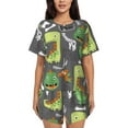thumbnail image 1 of Picia Cartoon Dinosaurs Pajamas Sets for Women Soft Short-Sleeved Pjs with Lounge Shorts Two Piece Sleepwear-4X-Large, 1 of 9