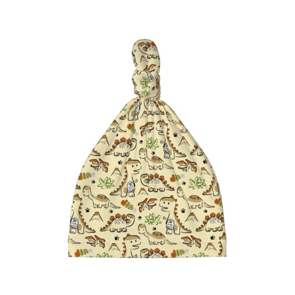 Picia Cartoon Dinosaurs Printed Preemie Hats for Baby Girls Cotton Premature Knot Hats Newborn Hospital Cap Warm Knot Beanie Nicu for Preemie Girls and Boys