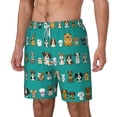thumbnail image 1 of Picia Cartoon Dogs pattern Mens Swim Trunks with Compression Liner Stretch Beach Shorts Quick Dry with Zipper Pockets No-Chafing Board Shorts-Large, 1 of 1