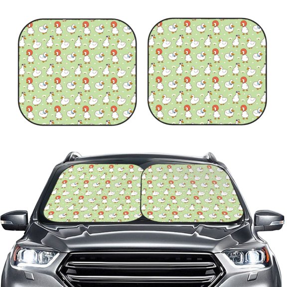 Picia Cartoon Duck 2 Piece Car Windshield Sun Shade Foldable | Foldable Sun Shield for Front Window Blocks UV Rays and Keeps Your Vehicle Cool-Medium