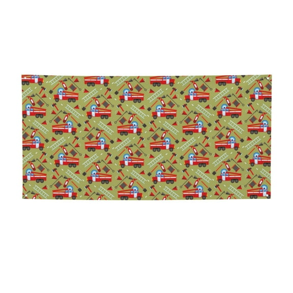 Picia Cartoon Fire Truck Pattern Party Banner, Festive Decoration, Holiday Banner, Celebration Decor, Event Banner, Reusable Party Banner-Small