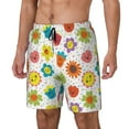 thumbnail image 1 of Picia Cartoon Flowers pattern Mens Swim Trunks with Compression Liner Stretch Beach Shorts Quick Dry with Zipper Pockets No-Chafing Board Shorts-3X-Large, 1 of 9