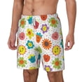 thumbnail image 1 of Picia Cartoon Flowers pattern Mens Swim Trunks with Compression Liner Stretch Beach Shorts Quick Dry with Zipper Pockets No-Chafing Board Shorts-XX-Large, 1 of 9