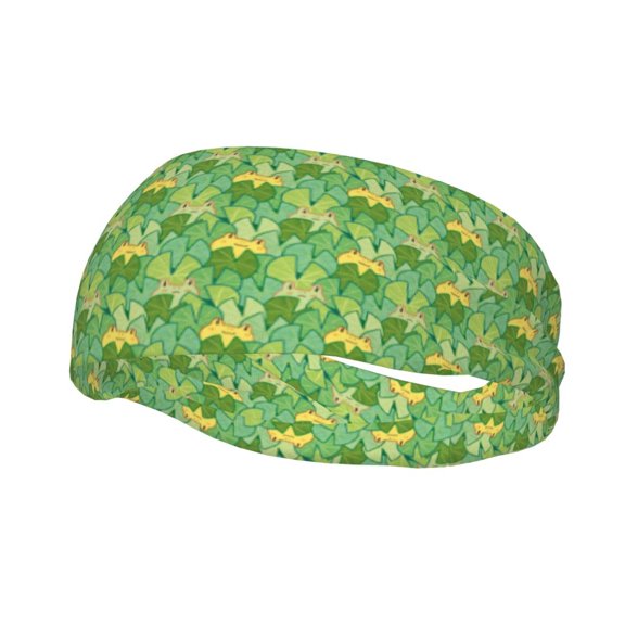 Picia Cartoon Frog And Lotus Leaf Print Mens Running Headband,Mens Sweatband Sports Headband for Running,Cycling,Basketball,Yoga,Fitness Workout