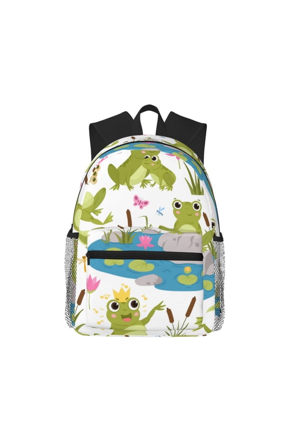Cartoon Frogs Large Capacity Backpack Classic Style Backpack Casual Backpack Water-Resistant School Work Travel Outdoor Backpack