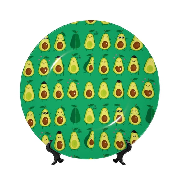 Picia Cartoon Fruit 1 Pattern Bone China Decorative Plate – Wall Decor with Stand and Adhesive, Elegant Ornament for Living Room, Office, or Entryway-8in