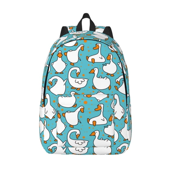 Picia Cartoon Funny Goose Printed Canvas Daypack - Stylish and Durable Vintage Compact Backpack - Class, Work, Travel, or Laptop Bookbag,Organized Compartments-Medium