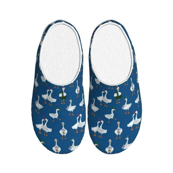 Picia Cartoon Geese With Xmas for Women's Lamb-hug Comfy Fleece House Slippers Memory Foam, Slip-on House Shoes Indoor Outdoor-44/45