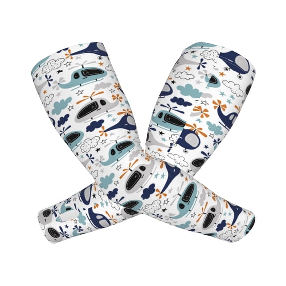 Picia Cartoon Helicopters Arm Sleeves for Men and Women - Tattoo Cover Up UPF 50+ Cooling Sports Sleeve for Basketball Golf Football-One Size