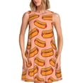thumbnail image 1 of Picia Cartoon Hot Dog Print Women’s Sleeveless Midi Swing Dress – A-Line Pleated Tank Sundress, Comfortable and Flowy T-Shirt Dress, 1 of 7