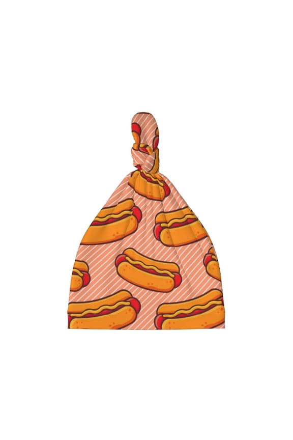 Cartoon Hot Dog Printed Preemie Hats for Baby Girls Cotton Premature Knot Hats Newborn Hospital Cap Warm Knot Beanie Nicu for Preemie Girls and Boys