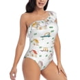 thumbnail image 1 of Picia Cartoon House Pattern Women's One Piece Swimsuits,One Shoulder Swimwear Asymmetric ,Ruffle Monokinis Bathing Suits,High Waisted Flattering Bathing Suits-XX-Large, 1 of 8