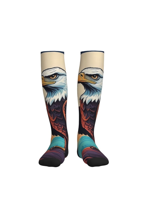 Cartoon Iceberg Bald Eagle Printed Sports Compression Socks - 15-20mmHg Graduated Compression, High-Performance Soft and Breathable Socks for Men and Women