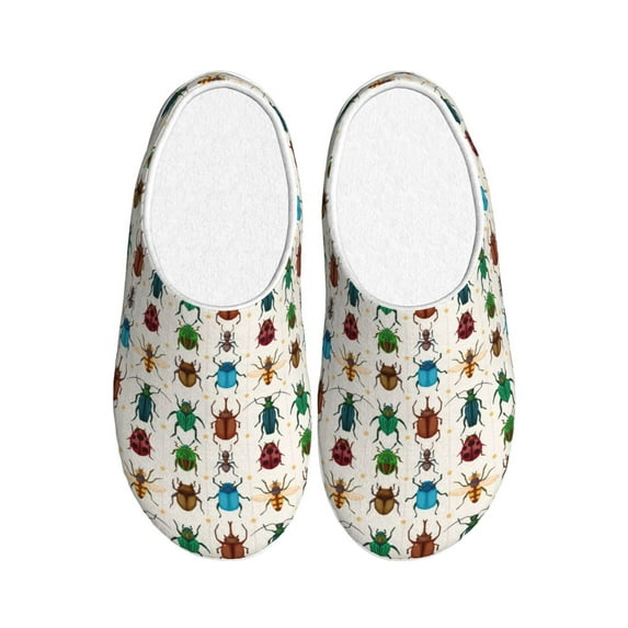 Picia Cartoon Insects for Women's Lamb-hug Comfy Fleece House Slippers Memory Foam, Slip-on House Shoes Indoor Outdoor-35/36