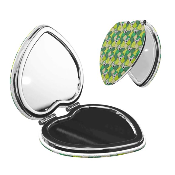 Picia Cartoon Koala Bear and Leaf for Compact Vanity Mirror , Travel Makeup Mirror , Portable Magnifying Cosmetic Mirror for Daily, Work, Business-Heart Shape