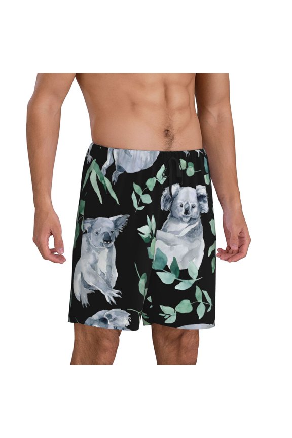 Cartoon Koala Bear Pajama Shorts for Men, Men's Pajama Bottoms, Sleepwear,Short Pajama Pants-Medium