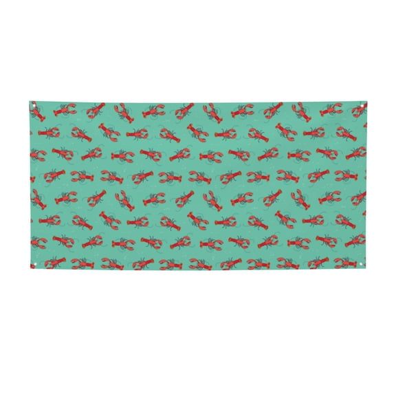 Picia Cartoon Lobsters 4 Pattern Party Banner, Festive Decoration, Holiday Banner, Celebration Decor, Event Banner, Reusable Party Banner-Small