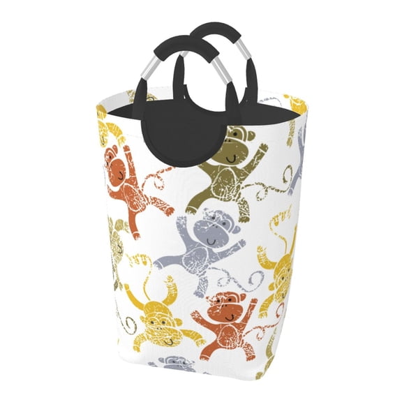 Picia Cartoon Monkey Laundry Basket With Handles Laundry Hamper Toys Storage Organizer Foldable Bucket Washing Bin Dirty Clothes Bag For Home Bathroom Bedroom Dorm