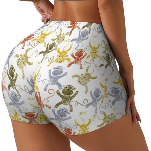 Picia Cartoon Monkey Printed Workout Shorts for Women Seamless Scrunch Butt Lifting High Waisted Yoga Gym Booty Running Moisture-wicking Short Pants-X-Large