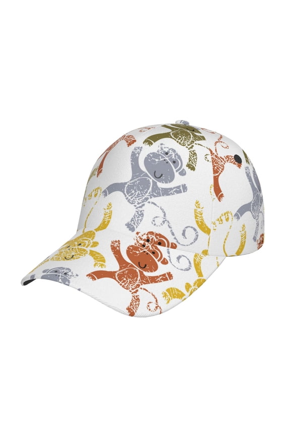 Cartoon Monkey pattern Trucker Low Profile Hat Men Women Baseball Cap Dad Hat Adjustable Unconstructed Plain Cap