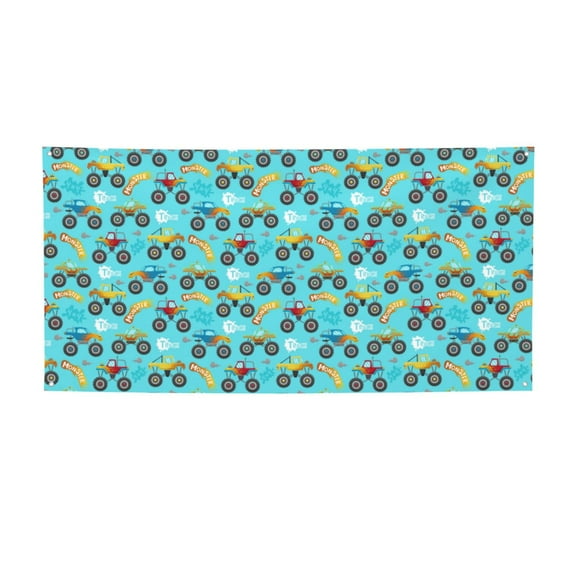 Picia Cartoon Monster Truck Pattern Party Banner, Festive Decoration, Holiday Banner, Celebration Decor, Event Banner, Reusable Party Banner-Small