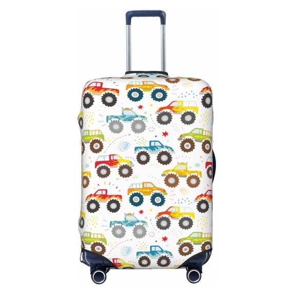 Picia Cartoon Monster Trucks Luggage Protector Cover Thicken Suitcase Protector Cover Fit 18-32 Inch Luggage-Small