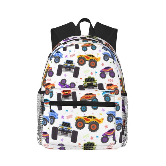 Picia Cartoon Monster Trucks1 Large Capacity Backpack Classic Style Backpack Casual Backpack Water-Resistant School Work Travel Outdoor Backpack