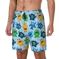 thumbnail image 1 of Picia Cartoon Monster pattern Mens Swim Trunks with Compression Liner Stretch Beach Shorts Quick Dry with Zipper Pockets No-Chafing Board Shorts-Medium, 1 of 9