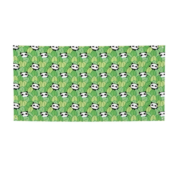 Picia Cartoon Panda And Leaf 1 Pattern Party Banner, Festive Decoration, Holiday Banner, Celebration Decor, Event Banner, Reusable Party Banner-Small