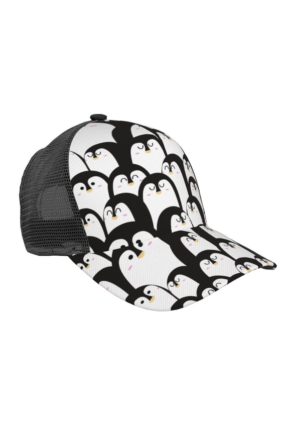 Cartoon Penguin Pattern Trucker Hat,Baseball Cap,Sun Protection Cap,Stylish Headwear,Leisure Cap,Outdoor Sports Cap