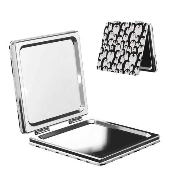 Picia Cartoon Penguin for Compact Vanity Mirror , Travel Makeup Mirror , Portable Magnifying Cosmetic Mirror for Daily, Work, Business-Square