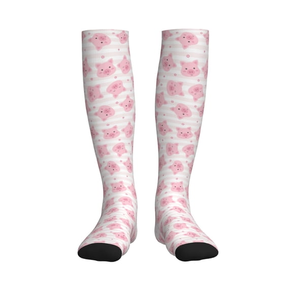 Picia Cartoon Pig Printed Sports Compression Socks - 15-20mmHg Graduated Compression, High-Performance Soft and Breathable Socks for Men and Women