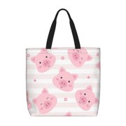 Picia Cartoon Pig for Tote Bag for Women with Zipper, Gym Tote with Compartments, Laptop Work Tote Nurse Dance Yoga Bag for Sport, Travel