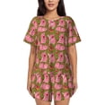 thumbnail image 1 of Picia Cartoon Pigs Pajamas Sets for Women Soft Short-Sleeved Pjs with Lounge Shorts Two Piece Sleepwear-X-Large, 1 of 9