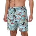 thumbnail image 1 of Picia Cartoon Pirate pattern Mens Swim Trunks with Compression Liner Stretch Beach Shorts Quick Dry with Zipper Pockets No-Chafing Board Shorts-X-Large, 1 of 9