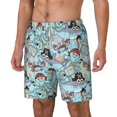 thumbnail image 1 of Picia Cartoon Pirate pattern Mens Swim Trunks with Compression Liner Stretch Beach Shorts Quick Dry with Zipper Pockets No-Chafing Board Shorts-X-Large, 1 of 9
