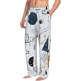 thumbnail image 1 of Picia Cartoon Planets Mens Soft Woven Cotton Elastic Waistband Sleep Pajama Pant Lounge Sleep Pant With Pockets And Drawstring-Large, 1 of 9