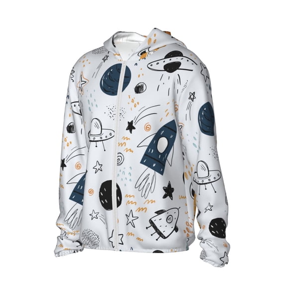 Picia Cartoon Planets Women's Men's UPF 50+ Sun Protection Hoodie Shirt Long Sleeve SPF Fishing Outdoor UV Hiking Lightweight Shirts-XX-Large