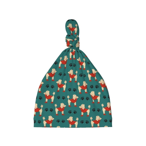 Picia Cartoon Poodle Dog Printed Preemie Hats for Baby Girls Cotton Premature Knot Hats Newborn Hospital Cap Warm Knot Beanie Nicu for Preemie Girls and Boys