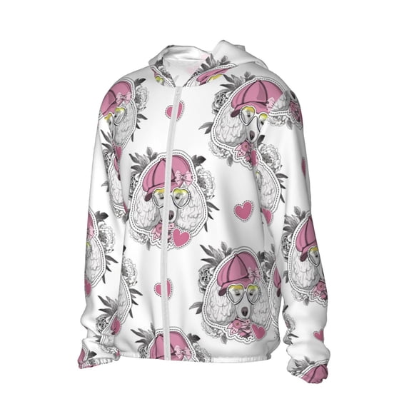 Picia Cartoon Poodle Dog Women's Men's UPF 50+ Sun Protection Hoodie Shirt Long Sleeve SPF Fishing Outdoor UV Hiking Lightweight Shirts-Medium