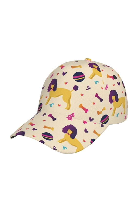 Cartoon Poodle Dog pattern Trucker Low Profile Hat Men Women Baseball Cap Dad Hat Adjustable Unconstructed Plain Cap