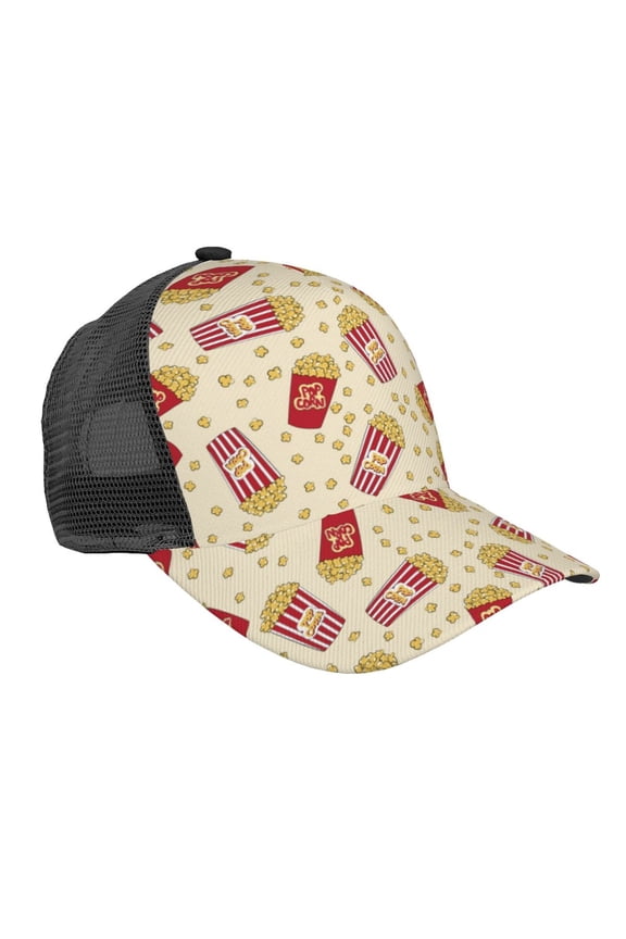Cartoon Popcorn Pattern Trucker Hat,Baseball Cap,Sun Protection Cap,Stylish Headwear,Leisure Cap,Outdoor Sports Cap