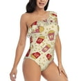 thumbnail image 1 of Picia Cartoon Popcorn Pattern Women's One Piece Swimsuits,One Shoulder Swimwear Asymmetric ,Ruffle Monokinis Bathing Suits,High Waisted Flattering Bathing Suits-X-Large, 1 of 8
