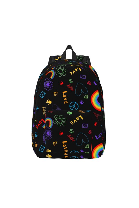 Cartoon Pride Lgbt Printed Canvas Daypack - Stylish and Durable Vintage Compact Backpack - Class, Work, Travel, or Laptop Bookbag,Organized Compartments-Medium